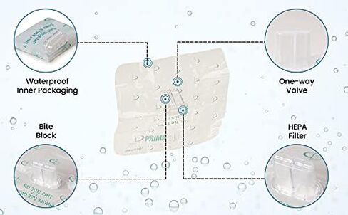 Primacare RS-8632 حاجز الإنعاش القلبي الرئوي للمستجيب الأول مع صمام اتجاه واحد، درع الوجه مع فلتر HEPA للتدريب على الإنعاش القلبي الرئوي، 2 × 2 × 1 بوصة in Kuwait