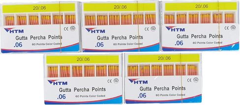 نقاط HTM Gutta Percha 0.04 مستدق خاص 15#-40# لكل صندوق 60 نقطة (0.04-15#-40#-5 عبوات مميزة) in Saudi Arabia
