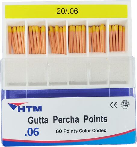 نقاط HTM Gutta Percha 0.04 مستدق خاص 15#-40# لكل صندوق 60 نقطة (0.04-15#-40#-5 عبوات مميزة) in Saudi Arabia