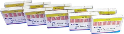 نقاط HTM Gutta Percha 0.04 مستدق خاص 15#-40# لكل صندوق 60 نقطة (0.04-15#-40#-5 عبوات مميزة) in Saudi Arabia