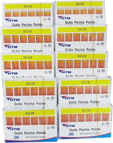 نقاط HTM Gutta Percha 0.04 مستدق خاص 15#-40# لكل صندوق 60 نقطة (0.04-15#-40#-5 عبوات مميزة) in Saudi Arabia