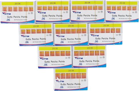 نقاط HTM Gutta Percha 0.04 مستدق خاص 15#-40# لكل صندوق 60 نقطة (0.04-15#-40#-5 عبوات مميزة) in Saudi Arabia