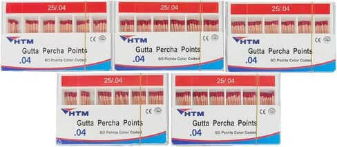 نقاط HTM Gutta Percha 0.04 مستدق خاص 15#-40# لكل صندوق 60 نقطة (0.04-15#-40#-5 عبوات مميزة) in Saudi Arabia