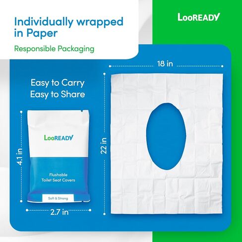 Flushable Toilet Seat Covers Disposable Extra Thick and Large - Individually wrapped - Premium Quality Travel Essential - 30 pack in Saudi Arabia