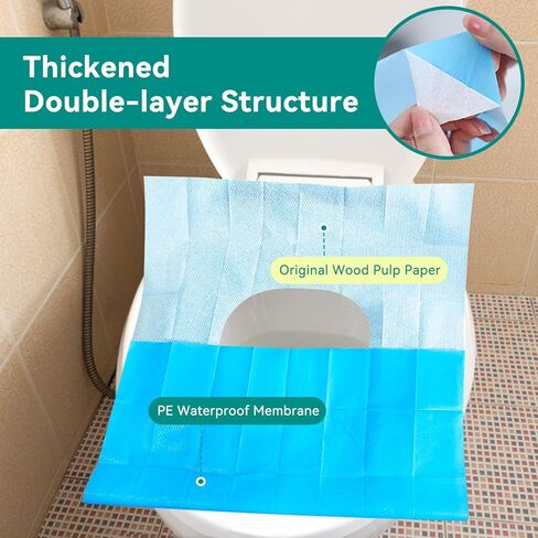 Toilet Seat Covers Disposable 60 Count 15.7 * 23.6inch,XL Disposable Toilet Seat Cover for Adults Kids Potty Training,Essential Travel Accessories/Camping/Airplane/Shopping Mall/Road Trips in Kuwait