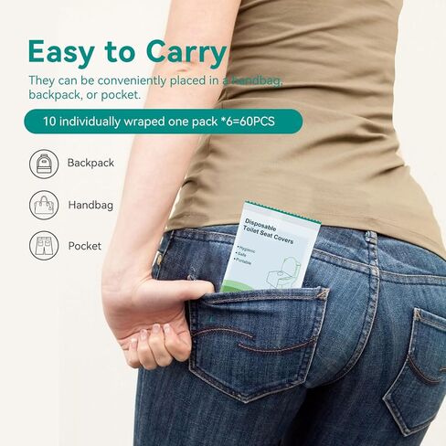 Toilet Seat Covers Disposable 60 Count 15.7 * 23.6inch,XL Disposable Toilet Seat Cover for Adults Kids Potty Training,Essential Travel Accessories/Camping/Airplane/Shopping Mall/Road Trips in Kuwait