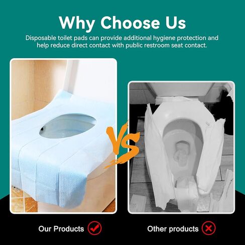 Toilet Seat Covers Disposable 60 Count 15.7 * 23.6inch,XL Disposable Toilet Seat Cover for Adults Kids Potty Training,Essential Travel Accessories/Camping/Airplane/Shopping Mall/Road Trips in Kuwait