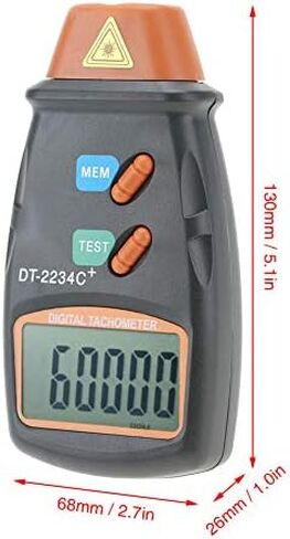Digital Non-Contact Tachometer,DT-2234C RPM Tach Tester Meter 2.5-99,999RPM Auto Range Motor Digital Photo Tachometer,LCD ABS,Per Car,Wheels, Lathe, Electrical Fan,Paper Making in Saudi Arabia