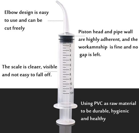 9 Pack 12ml/cc Dental Syringe with Curved Tip & Measurement Disposable Graduated Dental Irrigation Syringe for Oral Dental Care, Tonsil Stones Removing, Lab, Feed Small Pet (9 Pack-Curved-Measurement) in Saudi Arabia