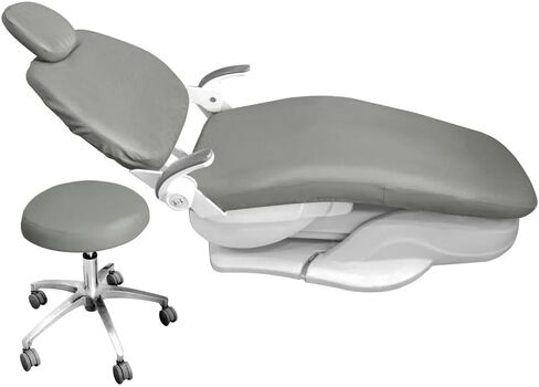 Dental Chair Cover Set, Full PU Leather Protective Covers, 4 Pieces/Set, Elastic Waterproof Protection for Dental Equipment (Gray) in Kuwait