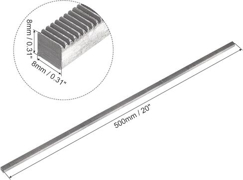 Uxcell 0.5 Mod 8 مم × 8 مم × 500 مم 45 # رف من الفولاذ الكربوني لمعدات ترس المحرك in Kuwait