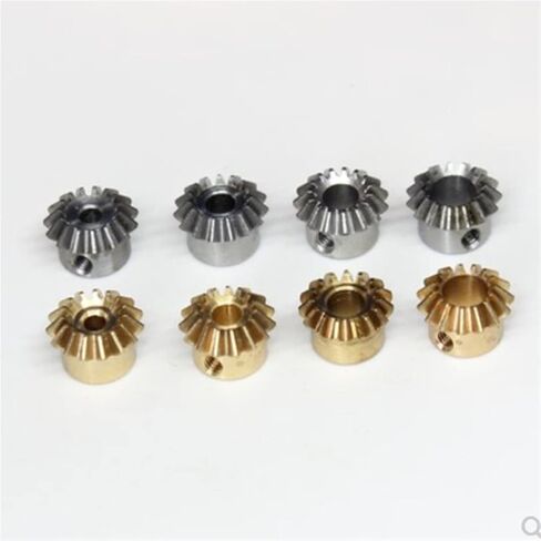 Pinion Gear 2PCS 0.8M 15T Bevel Pinion Gear 1:1 Bevel Gear 3mm 4mm 5mm 6mm 6.35mm Bore Hole 0.8 Module 15 Teeth Brass Bevel Gear M3 Screw bore Shaft (Color : 0.8M 15T, Size : 4mm Brass) in Saudi Arabia