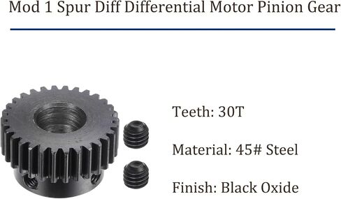 Mod 1 Spur Diff Differential Motor Pinion Gear 30 Teeth- [12.7mm Aperture X10mm Height], Suitable for RC Cars, 45 Steel in Saudi Arabia