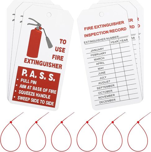 Fire Extinguisher Tags with Adjustable Wire Ties Fire Extinguisher Recharge and Inspection Record for Indoor Outdoor Fire Extinguishers, 4.2 x 2.1 Inch (Red and Yellow,50 Sets) in Saudi Arabia