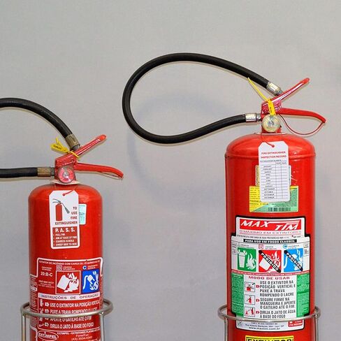 Fire Extinguisher Tags with Adjustable Wire Ties Fire Extinguisher Recharge and Inspection Record for Indoor Outdoor Fire Extinguishers, 4.2 x 2.1 Inch (Red and Yellow,50 Sets) in Saudi Arabia