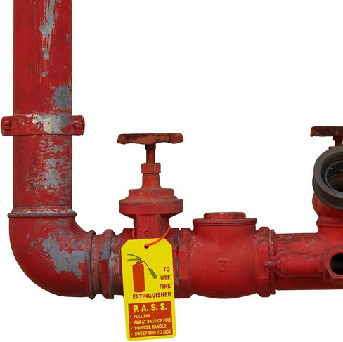 Fire Extinguisher Tags with Adjustable Wire Ties Fire Extinguisher Recharge and Inspection Record for Indoor Outdoor Fire Extinguishers, 4.2 x 2.1 Inch (Red and Yellow,50 Sets) in Saudi Arabia