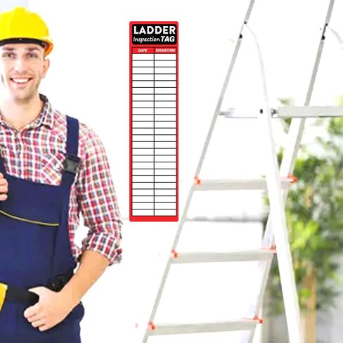Ladder Inspection Labels Safety Stickers for Ladders 8.5 x 2 Inch Red Safety Inspection Tags Stickers Vinyl Maintenance Labels Ladder Inspection Tags for Industrial 50 Pcs in Saudi Arabia