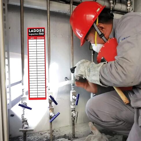 Ladder Inspection Labels Safety Stickers for Ladders 8.5 x 2 Inch Red Safety Inspection Tags Stickers Vinyl Maintenance Labels Ladder Inspection Tags for Industrial 50 Pcs in Saudi Arabia
