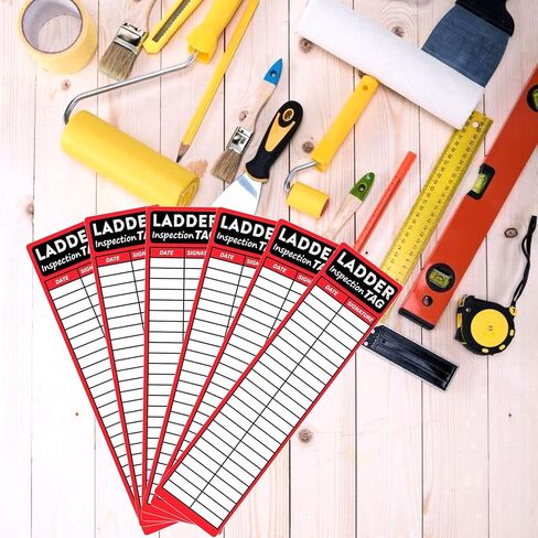 Ladder Inspection Labels Safety Stickers for Ladders 8.5 x 2 Inch Red Safety Inspection Tags Stickers Vinyl Maintenance Labels Ladder Inspection Tags for Industrial 50 Pcs in Saudi Arabia