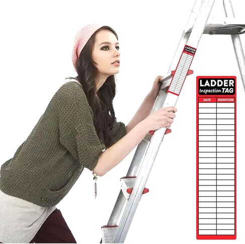 Ladder Inspection Labels Safety Stickers for Ladders 8.5 x 2 Inch Red Safety Inspection Tags Stickers Vinyl Maintenance Labels Ladder Inspection Tags for Industrial 50 Pcs in Saudi Arabia