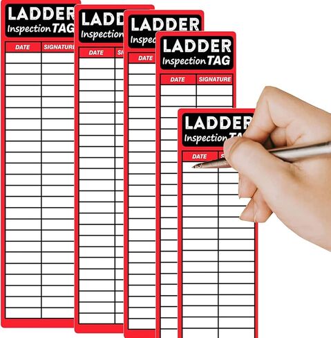 Ladder Inspection Labels Safety Stickers for Ladders 8.5 x 2 Inch Red Safety Inspection Tags Stickers Vinyl Maintenance Labels Ladder Inspection Tags for Industrial 50 Pcs in Saudi Arabia