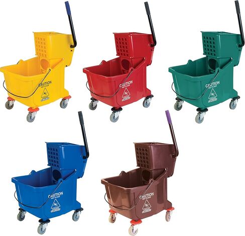 Carlisle FoodService Products Mop Bucket with Side-Press Wringer for Floor Cleaning, Restaurants, Offices, And Janitorial Use, Polyproylene, 26 Quarts, Yellow in Saudi Arabia