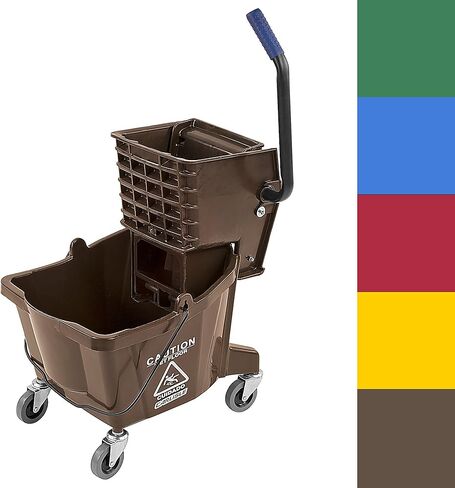 Carlisle FoodService Products Mop Bucket with Side-Press Wringer for Floor Cleaning, Restaurants, Offices, And Janitorial Use, Polyproylene, 26 Quarts, Yellow in Saudi Arabia