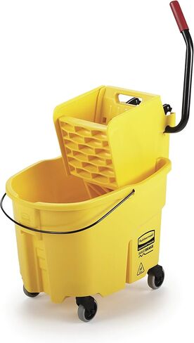 منتجات رابر ميد التجارية WaveBrake 35 Qt. دلو ممسحة ذات ضغط جانبي ومجموعة عصارة على عجلات، أصفر، لتنظيف/مسح الأرضيات الاحترافية/الصناعية/الأعمال التجارية الشاقة in Saudi Arabia