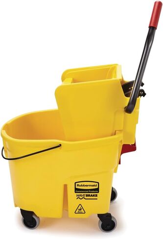 منتجات رابر ميد التجارية WaveBrake 35 Qt. دلو ممسحة ذات ضغط جانبي ومجموعة عصارة على عجلات، أصفر، لتنظيف/مسح الأرضيات الاحترافية/الصناعية/الأعمال التجارية الشاقة in Saudi Arabia