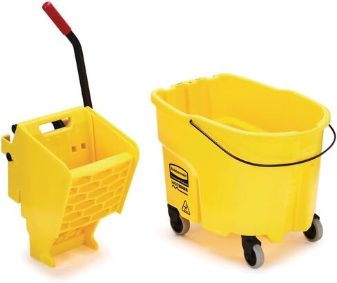 منتجات رابر ميد التجارية WaveBrake 35 Qt. دلو ممسحة ذات ضغط جانبي ومجموعة عصارة على عجلات، أصفر، لتنظيف/مسح الأرضيات الاحترافية/الصناعية/الأعمال التجارية الشاقة in Saudi Arabia