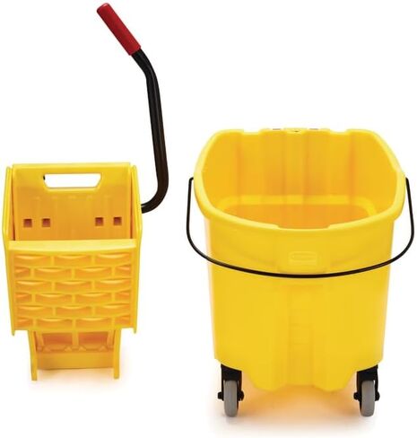 منتجات رابر ميد التجارية WaveBrake 35 Qt. دلو ممسحة ذات ضغط جانبي ومجموعة عصارة على عجلات، أصفر، لتنظيف/مسح الأرضيات الاحترافية/الصناعية/الأعمال التجارية الشاقة in Saudi Arabia