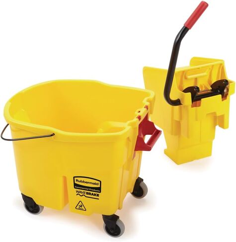 منتجات رابر ميد التجارية WaveBrake 35 Qt. دلو ممسحة ذات ضغط جانبي ومجموعة عصارة على عجلات، أصفر، لتنظيف/مسح الأرضيات الاحترافية/الصناعية/الأعمال التجارية الشاقة in Saudi Arabia