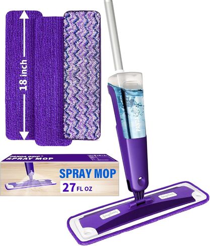 Mops for Floor Cleaning, Wet and Dry Spray Mop with Refillable Spray Bottle and 3 Washable Microfiber Pads Home or Commercial Use Flat Mop for Hardwood Laminate Wood Ceramic, Purple in Saudi Arabia