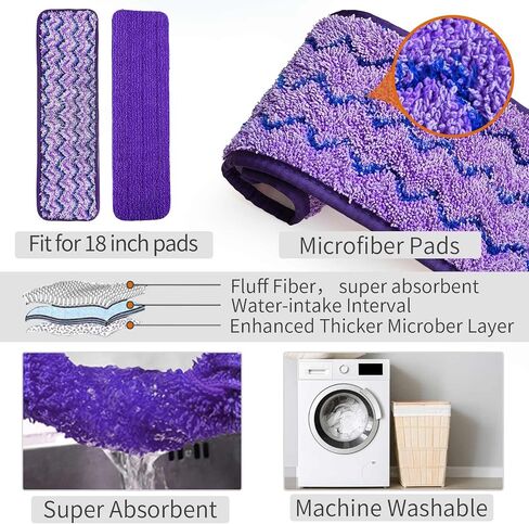 Mops for Floor Cleaning, Wet and Dry Spray Mop with Refillable Spray Bottle and 3 Washable Microfiber Pads Home or Commercial Use Flat Mop for Hardwood Laminate Wood Ceramic, Purple in Saudi Arabia