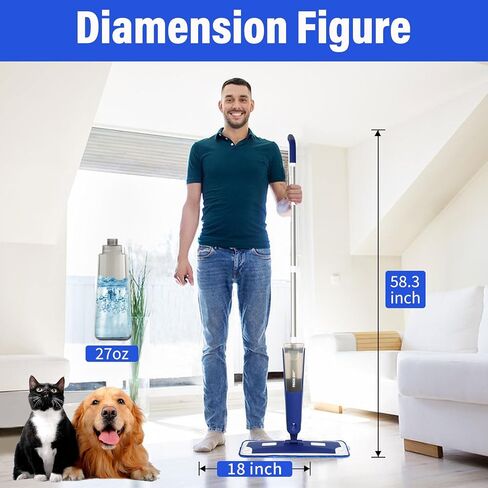 Mops for Floor Cleaning, Wet and Dry Spray Mop with Refillable Spray Bottle and 3 Washable Microfiber Pads Home or Commercial Use Flat Mop for Hardwood Laminate Wood Ceramic, Purple in Saudi Arabia