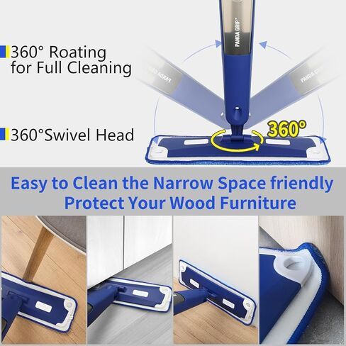 Mops for Floor Cleaning, Wet and Dry Spray Mop with Refillable Spray Bottle and 3 Washable Microfiber Pads Home or Commercial Use Flat Mop for Hardwood Laminate Wood Ceramic, Purple in Saudi Arabia