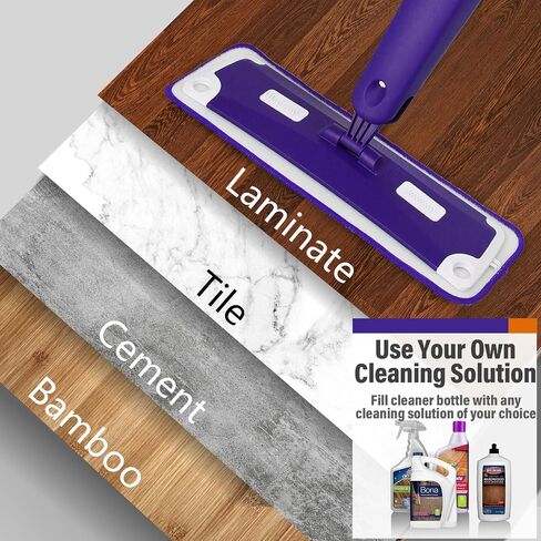 Mops for Floor Cleaning, Wet and Dry Spray Mop with Refillable Spray Bottle and 3 Washable Microfiber Pads Home or Commercial Use Flat Mop for Hardwood Laminate Wood Ceramic, Purple in Saudi Arabia