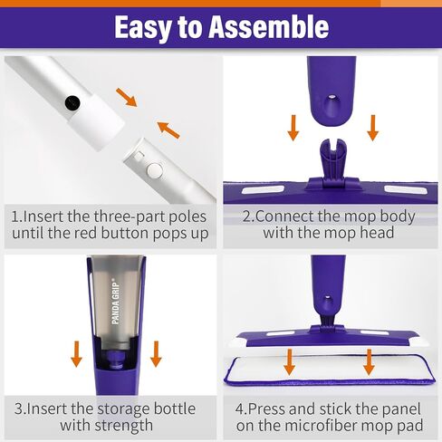 Mops for Floor Cleaning, Wet and Dry Spray Mop with Refillable Spray Bottle and 3 Washable Microfiber Pads Home or Commercial Use Flat Mop for Hardwood Laminate Wood Ceramic, Purple in Saudi Arabia