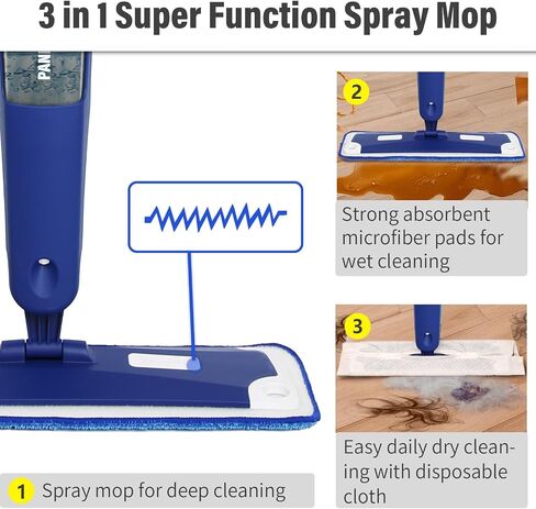 Mops for Floor Cleaning, Wet and Dry Spray Mop with Refillable Spray Bottle and 3 Washable Microfiber Pads Home or Commercial Use Flat Mop for Hardwood Laminate Wood Ceramic, Purple in Saudi Arabia