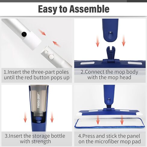 Mops for Floor Cleaning, Wet and Dry Spray Mop with Refillable Spray Bottle and 3 Washable Microfiber Pads Home or Commercial Use Flat Mop for Hardwood Laminate Wood Ceramic, Purple in Saudi Arabia