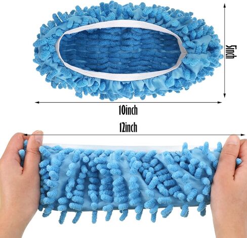 CHENGU Mop Slippers Cover for Floor Microfiber Cleaning House Dust Mop Socks Soft Washable Reusable Foot Socks Floor Dirt Hair Cleaner for Bathroom Office Kitchen House(Blue, 10 Pcs) in Saudi Arabia