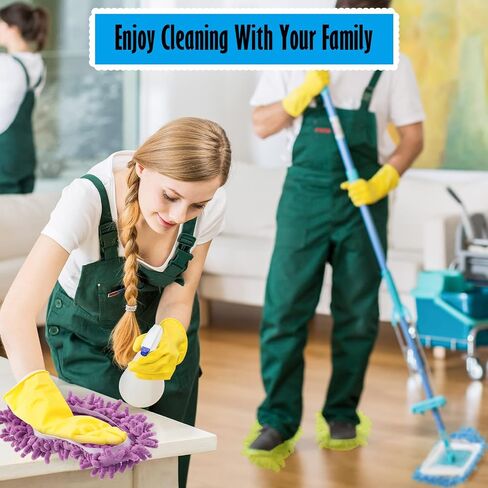 CHENGU Mop Slippers Cover for Floor Microfiber Cleaning House Dust Mop Socks Soft Washable Reusable Foot Socks Floor Dirt Hair Cleaner for Bathroom Office Kitchen House(Blue, 10 Pcs) in Saudi Arabia