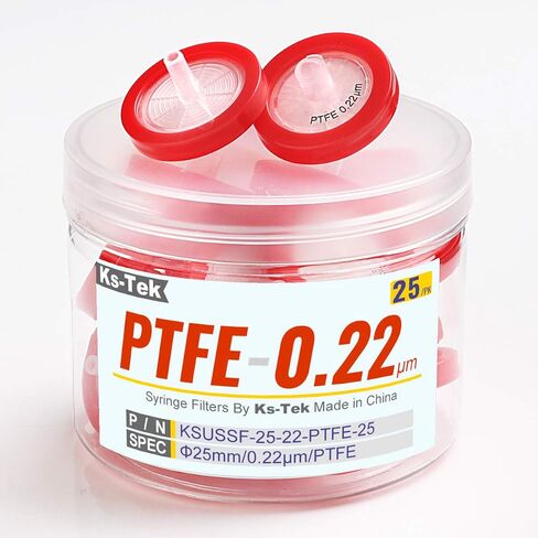Syringe Filters PTFE Hydrophobic 25 mm 0.22 um Non Sterile 25/pk by KS-Tek in Saudi Arabia