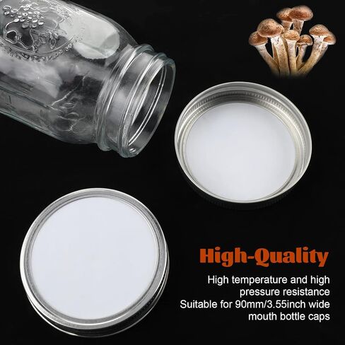 Synthetic Filter Paper Stickers 0.3 μm 84 mm Filter Disc Wide Mouth Filter Paper Stickers Disc Adhesive Filter Patch Sticker for Mushroom Cultivation Wide Mouth Jar Lids Mason Jars(20 Pieces) in Saudi Arabia