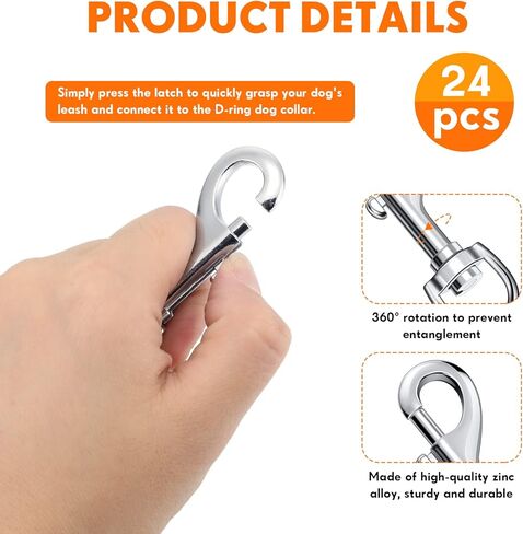 24 قطعة خطافات دوارة لمقود الكلاب شديدة التحمل مقاس 2.76 بوصة مشبك خطاف علم ذو طرف واحد خطاف مشبك متعدد الأغراض لسلسلة المفاتيح وحزام الكاميرا لربط مقود الحيوانات الأليفة (النمط الكلاسيكي) in Kuwait