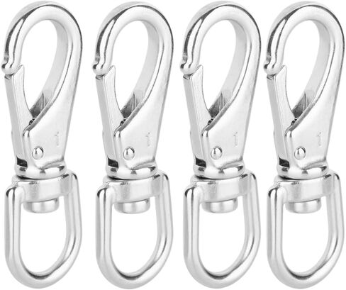 خطافات دوارة من الفولاذ المقاوم للصدأ مقاس 3-1/2 بوصة #1 عين دوارة شديدة التحمل مقاس 3/4 بوصة - للغوص، وحبل سارية العلم، ومغذيات الطيور، ومقاود الكلاب، والحقائب، والأحزمة، والأشرطة، والأمتعة، إلخ - عبوة من 4 قطع in Kuwait