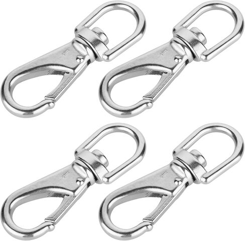 خطافات دوارة من الفولاذ المقاوم للصدأ مقاس 3-1/2 بوصة #1 عين دوارة شديدة التحمل مقاس 3/4 بوصة - للغوص، وحبل سارية العلم، ومغذيات الطيور، ومقاود الكلاب، والحقائب، والأحزمة، والأشرطة، والأمتعة، إلخ - عبوة من 4 قطع in Kuwait