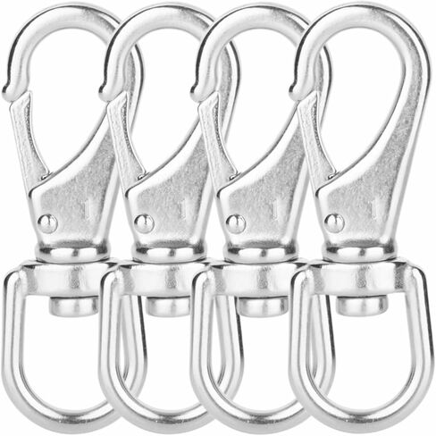 خطافات دوارة من الفولاذ المقاوم للصدأ مقاس 3-1/2 بوصة #1 عين دوارة شديدة التحمل مقاس 3/4 بوصة - للغوص، وحبل سارية العلم، ومغذيات الطيور، ومقاود الكلاب، والحقائب، والأحزمة، والأشرطة، والأمتعة، إلخ - عبوة من 4 قطع in Kuwait