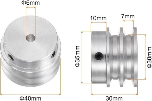 V-Type Pulley 8mm Bore 40mm Outer Dia Single Groove Aluminum Alloy for 6mm PU Round Belt Motor Shaft Drilling Machine with Installations in Saudi Arabia