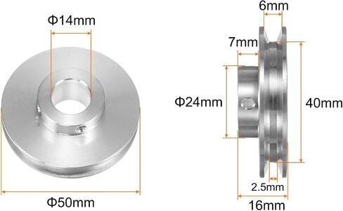 HARFINGTON V-Type Pulley 12mm Bore 50mm Outer Dia Single Groove Aluminum Alloy for 3-5MM PU Round Belt Motor Shaft Drilling Machine in Saudi Arabia